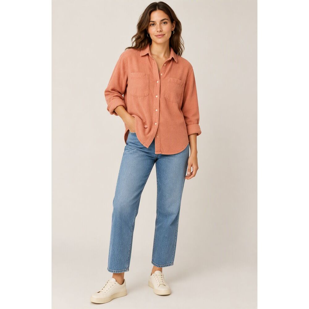 Madewell Women’s Small Dusty Rose Terry Cloth Shirt Jacket Shacket 100% Cotton
